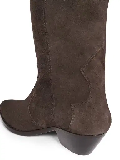 Isabel Marant Women's Denvee 40MM Suede Tall Western Boots - Chocolate | Thumbnail 4