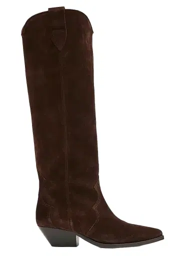 Isabel Marant Women's Denvee 40MM Suede Tall Western Boots - Chocolate | Thumbnail 1