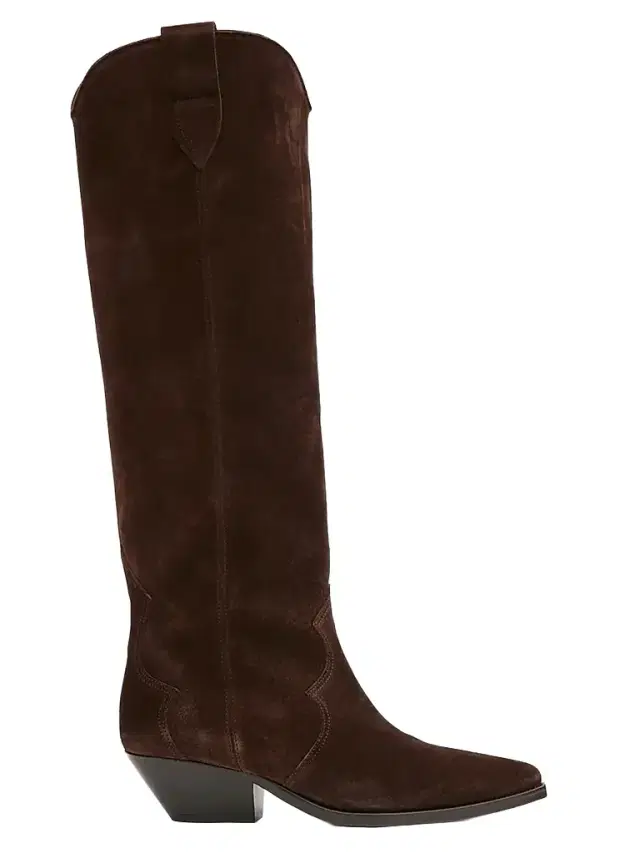 Isabel Marant Women's Denvee 40MM Suede Tall Western Boots - Chocolate