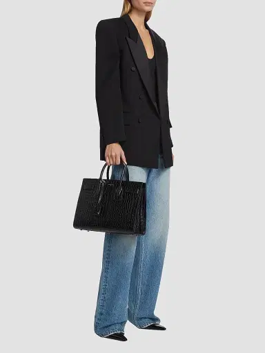 Saint Laurent Women's Small Sac De Jour Top Handle Bag In Matte Embossed Crocodile Leather | Thumbnail 2 Saint Laurent Women's Small Sac De Jour Top Handle Bag In Matte Embossed Crocodile Leather | Thumbnail 2