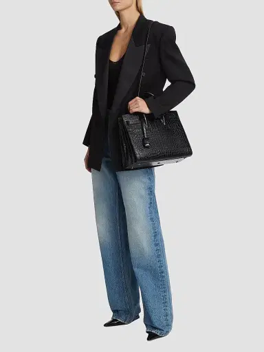 Saint Laurent Women's Small Sac De Jour Top Handle Bag In Matte Embossed Crocodile Leather | Thumbnail 3 Saint Laurent Women's Small Sac De Jour Top Handle Bag In Matte Embossed Crocodile Leather | Thumbnail 3