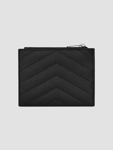 Saint Laurent Women's Cassandre Matelassé Bi-fold Wallet In Grain De Poudre Embossed Leather | Thumbnail 2