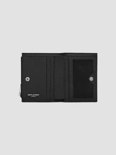 Saint Laurent Women's Cassandre Matelassé Bi-fold Wallet In Grain De Poudre Embossed Leather | Thumbnail 4