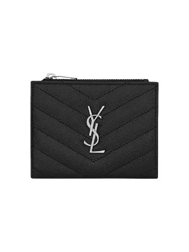 Saint Laurent Women's Cassandre Matelassé Bi-fold Wallet In Grain De Poudre Embossed Leather | Thumbnail 1