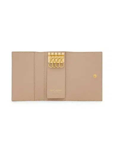 Saint Laurent Women's Cassandre Slim Key Case in Grain De Poudre Embossed Leather | Thumbnail 2 Saint Laurent Women's Cassandre Slim Key Case in Grain De Poudre Embossed Leather | Thumbnail 2