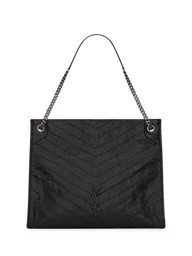 Saint Laurent Women's Niki Shopping in Crinkled Vintage Leather Bag - Black | Thumbnail 1 Saint Laurent Women's Niki Shopping in Crinkled Vintage Leather Bag - Black | Thumbnail 1
