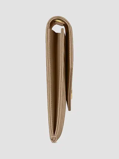 Saint Laurent Women's Cassandre Matelasse Flap Pouch in Quilted Grain De Poudre Embossed Leather - Dark Beige | Thumbnail 4