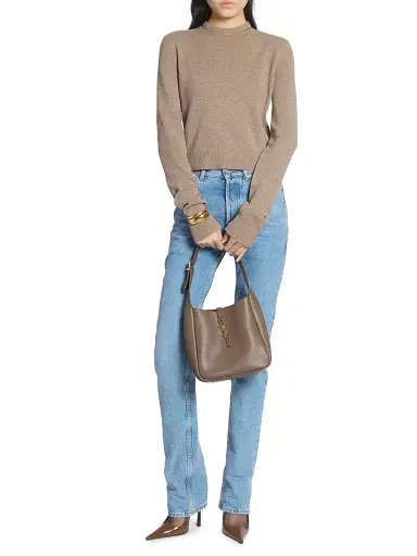 Saint Laurent Women's Le 5 à 7 Supple Small Shoulder Bag in Grained Leather - Pecan Brown | Thumbnail 2 Saint Laurent Women's Le 5 à 7 Supple Small Shoulder Bag in Grained Leather - Pecan Brown | Thumbnail 2