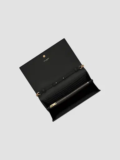 Saint Laurent Women's Cassandre Chain Wallet in Crocodile-Embossed Shiny Leather | Thumbnail 4