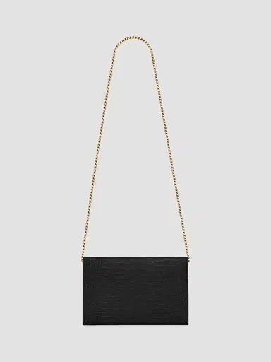 Saint Laurent Women's Cassandre Chain Wallet in Crocodile-Embossed Shiny Leather | Thumbnail 6