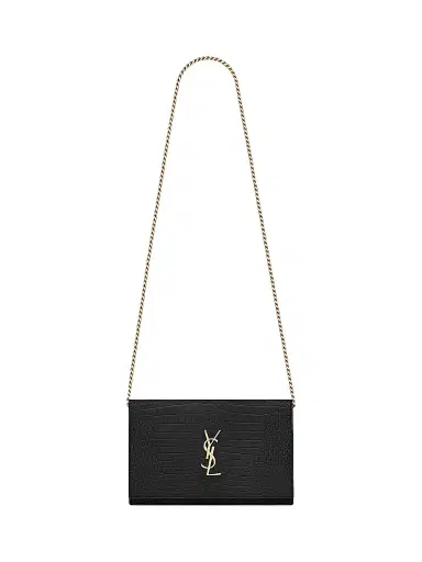 Saint Laurent Women's Cassandre Chain Wallet in Crocodile-Embossed Shiny Leather | Thumbnail 1