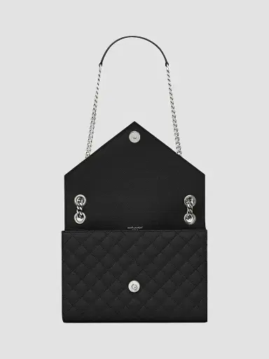 Saint Laurent Women's Medium Envelope Monogram Matelassé Leather Shoulder Bag - Nero | Thumbnail 4 Saint Laurent Women's Medium Envelope Monogram Matelassé Leather Shoulder Bag - Nero | Thumbnail 4