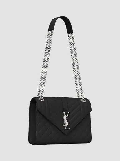 Saint Laurent Women's Medium Envelope Monogram Matelassé Leather Shoulder Bag - Nero | Thumbnail 5 Saint Laurent Women's Medium Envelope Monogram Matelassé Leather Shoulder Bag - Nero | Thumbnail 5