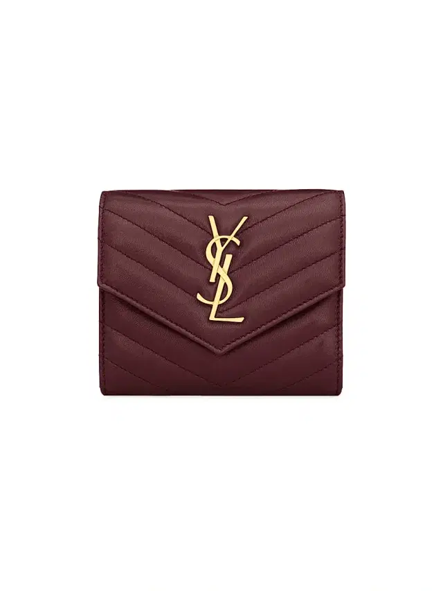Women's Cassandre Matelassé Compact Tri-Fold Wallet in Lambskin - Rouge Cabernet