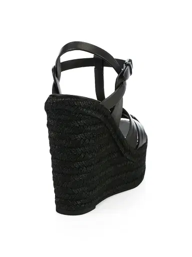 Saint Laurent Women's Tribute Leather Espadrille Wedge Sandals | Thumbnail 3 Saint Laurent Women's Tribute Leather Espadrille Wedge Sandals | Thumbnail 3
