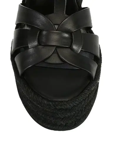 Saint Laurent Women's Tribute Leather Espadrille Wedge Sandals | Thumbnail 4 Saint Laurent Women's Tribute Leather Espadrille Wedge Sandals | Thumbnail 4