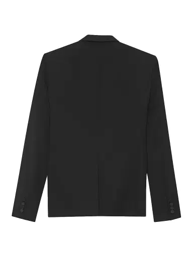 Saint Laurent Men's Peaked Lapel Tuxedo Jacket in Grain De Poudre - Nero - Size 34 | Thumbnail 2 Saint Laurent Men's Peaked Lapel Tuxedo Jacket in Grain De Poudre - Nero - Size 34 | Thumbnail 2