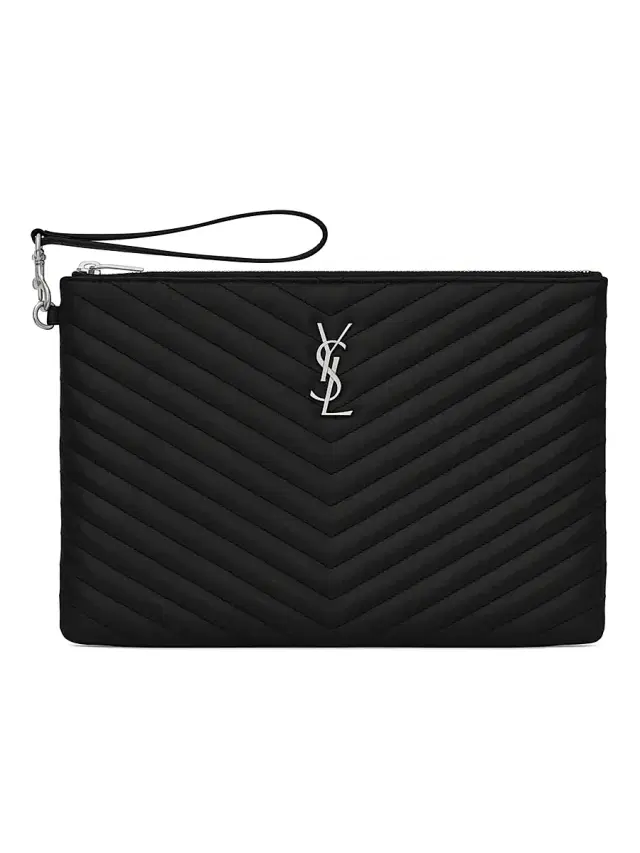 Women's Cassandre Matelassé Tablet Pouch In Quilted Leather - Black