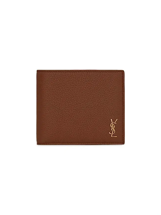 Saint Laurent Men's Logo Plaque Bifold Wallet - Toasted Brown