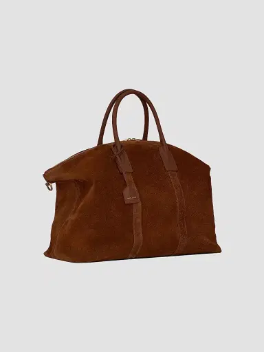 Saint Laurent Women's Giant Bowling Bag in Suede - Tan Brown | Thumbnail 3