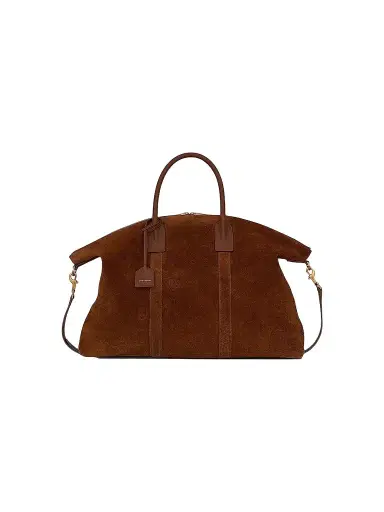 Saint Laurent Women's Giant Bowling Bag in Suede - Tan Brown | Thumbnail 1