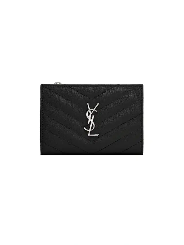 Saint Laurent Women's Cassandre Matelasse Fragments Zipped Bi-fold Wallet - Nero
