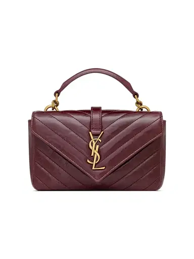 Saint Laurent Women's Mini College Chain Bag in Shiny Crackled Leather | Thumbnail 3
