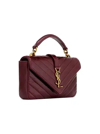 Saint Laurent Women's Mini College Chain Bag in Shiny Crackled Leather | Thumbnail 5
