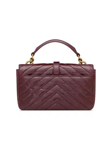 Saint Laurent Women's Mini College Chain Bag in Shiny Crackled Leather | Thumbnail 6
