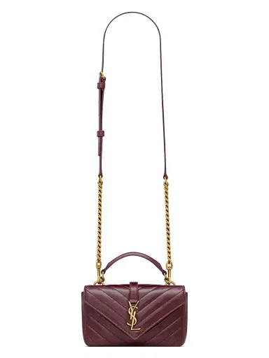 Saint Laurent Women's Mini College Chain Bag in Shiny Crackled Leather | Thumbnail 1