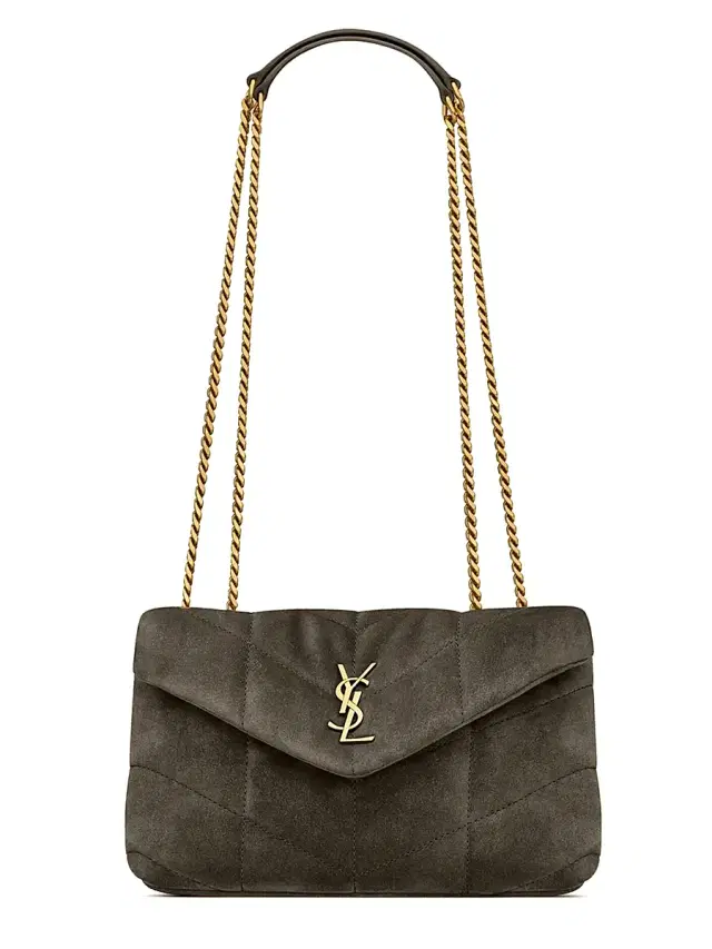 Saint Laurent Women's Puffer Toy Bag in Quilted Suede - Light Musk