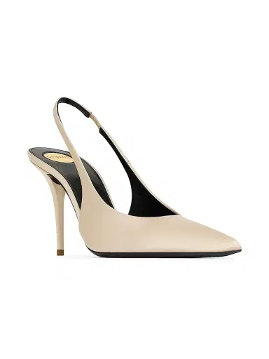 Saint Laurent Women's Norma Slingback Pumps in Satin Crepe - Light Biege | Thumbnail 2