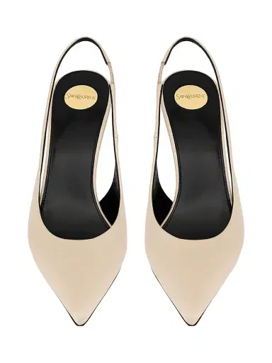 Saint Laurent Women's Norma Slingback Pumps in Satin Crepe - Light Biege | Thumbnail 3