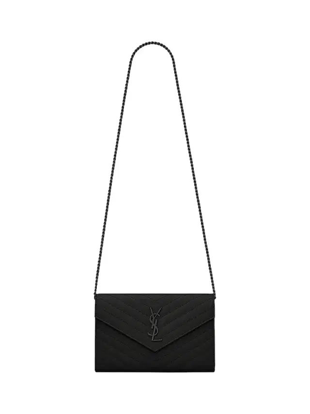Saint Laurent Women's Cassandre Matelassé Wallet-On-Chain - Black