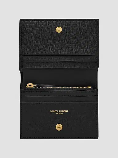 Saint Laurent Women's Cassandre Matelass Flap Card Case in Grain de Poudre Embossed Leather | Thumbnail 4 Saint Laurent Women's Cassandre Matelass Flap Card Case in Grain de Poudre Embossed Leather | Thumbnail 4