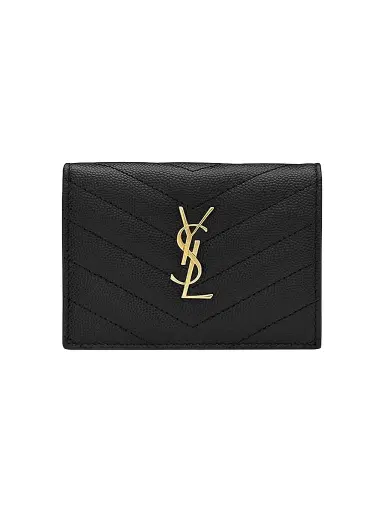 Saint Laurent Women's Cassandre Matelass Flap Card Case in Grain de Poudre Embossed Leather | Thumbnail 1 Saint Laurent Women's Cassandre Matelass Flap Card Case in Grain de Poudre Embossed Leather | Thumbnail 1