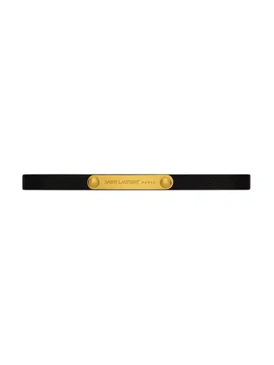 Saint Laurent Women's Plaque Bracelet in Smooth Leather and Metal - Black | Thumbnail 1