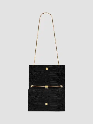 Saint Laurent Women's Kate Medium Chain Bag With Tassel In Crocodile-embossed Shiny Leather - Nero | Thumbnail 3 Saint Laurent Women's Kate Medium Chain Bag With Tassel In Crocodile-embossed Shiny Leather - Nero | Thumbnail 3