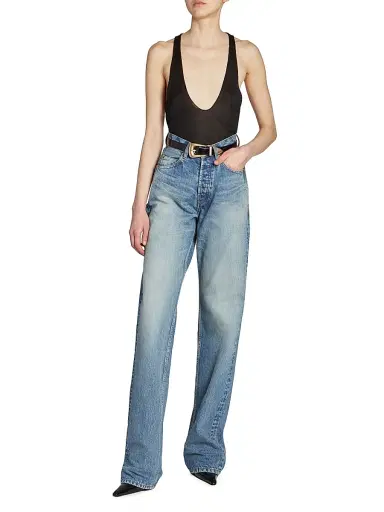 Saint Laurent Women's Folk Buckle Belt in Brushed Leather - Black - Size 38 | Thumbnail 4 Saint Laurent Women's Folk Buckle Belt in Brushed Leather - Black - Size 38 | Thumbnail 4