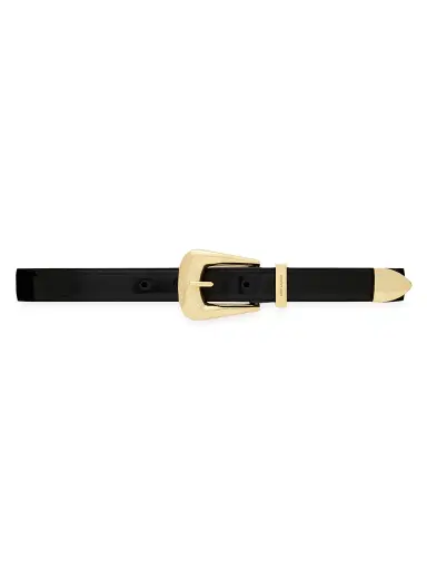 Saint Laurent Women's Folk Buckle Belt in Brushed Leather - Black - Size 38 | Thumbnail 1 Saint Laurent Women's Folk Buckle Belt in Brushed Leather - Black - Size 38 | Thumbnail 1