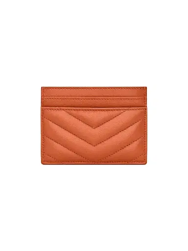 Saint Laurent Women's Cassandre Matelass Card Case in Lambskin - Dark Mandarin | Thumbnail 2