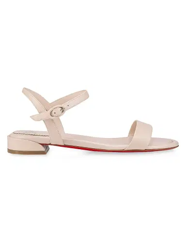 Christian Louboutin Women's Sweet Jane Nappa Leather Flat Sandals - Leche | Thumbnail 1