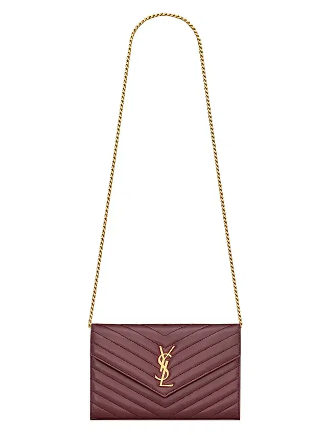Women's Cassandre Matelass Chain Wallet in Lambskin - Rouge Cabernet