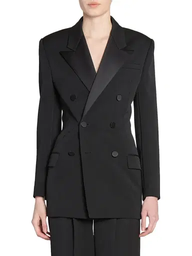 Saint Laurent Women's Tuxedo Jacket in Grain De Poudre | Thumbnail 4 Saint Laurent Women's Tuxedo Jacket in Grain De Poudre | Thumbnail 4