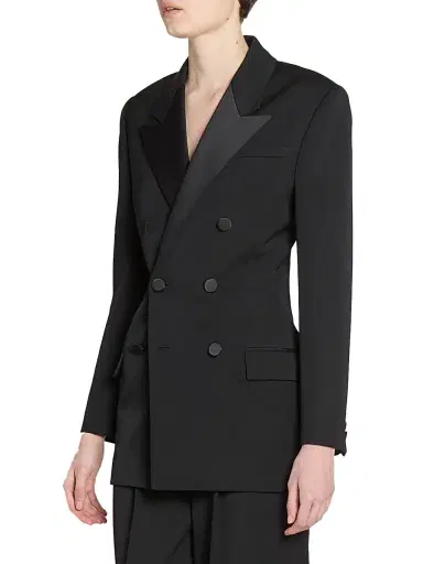 Saint Laurent Women's Tuxedo Jacket in Grain De Poudre | Thumbnail 5 Saint Laurent Women's Tuxedo Jacket in Grain De Poudre | Thumbnail 5