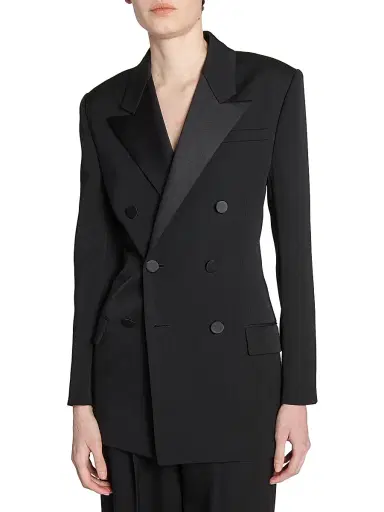 Saint Laurent Women's Tuxedo Jacket in Grain De Poudre | Thumbnail 7 Saint Laurent Women's Tuxedo Jacket in Grain De Poudre | Thumbnail 7