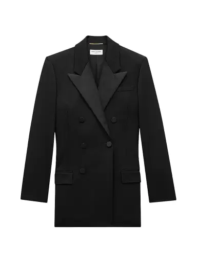 Saint Laurent Women's Tuxedo Jacket in Grain De Poudre | Thumbnail 1 Saint Laurent Women's Tuxedo Jacket in Grain De Poudre | Thumbnail 1