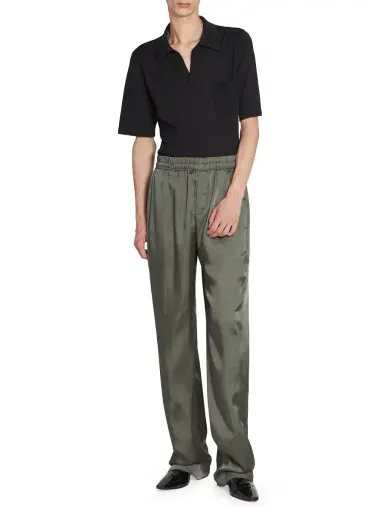 Saint Laurent Women's Relaxed Pants in Twill - Kaki | Thumbnail 2 Saint Laurent Women's Relaxed Pants in Twill - Kaki | Thumbnail 2