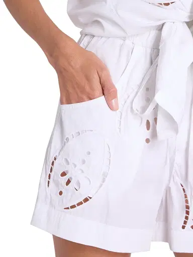 Isabel Marant Women's Hidea Drawstring Eyelet Shorts - White | Thumbnail 6 Isabel Marant Women's Hidea Drawstring Eyelet Shorts - White | Thumbnail 6