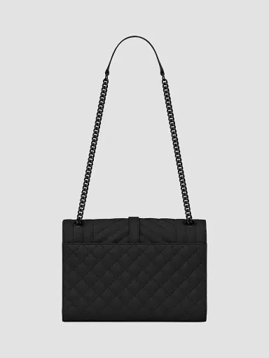 Saint Laurent Women's Medium Envelope Monogram Matelassé Leather Shoulder Bag - Black | Thumbnail 4 Saint Laurent Women's Medium Envelope Monogram Matelassé Leather Shoulder Bag - Black | Thumbnail 4